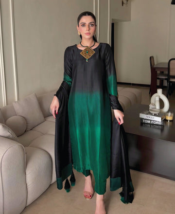 Noir Emerald Ombre Rawsilk